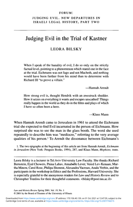 Judging Evil in the Trial of Kastner