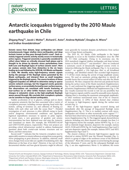 Antarctic Icequakes Triggered by the 2010 Maule Earthquake in Chile