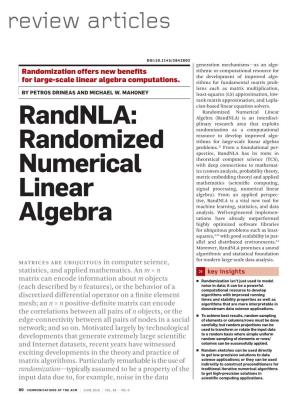 Randnla: Randomized Numerical Linear Algebra