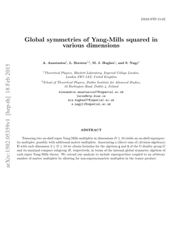 Global Symmetries of Yang-Mills Squared in Various Dimensions