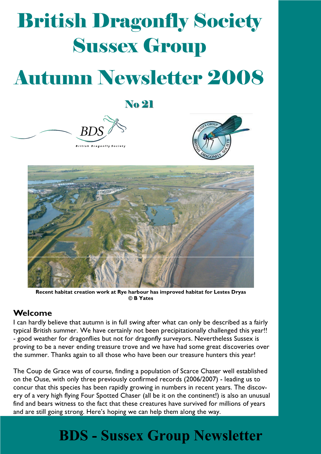 British Dragonfly Society Sussex Group Autumn Newsletter 2008