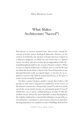 What Makes Architecture “Sacred”?