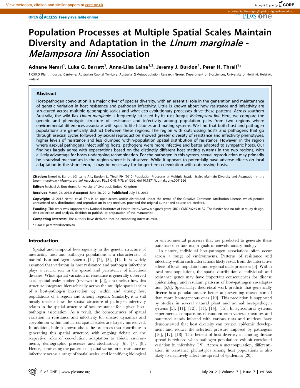 Melampsora Lini Association