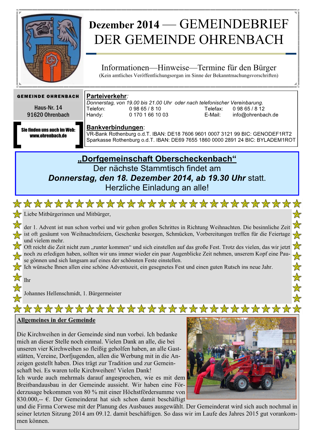 Dezember 2014 — GEMEINDEBRIEF DER GEMEINDE OHRENBACH