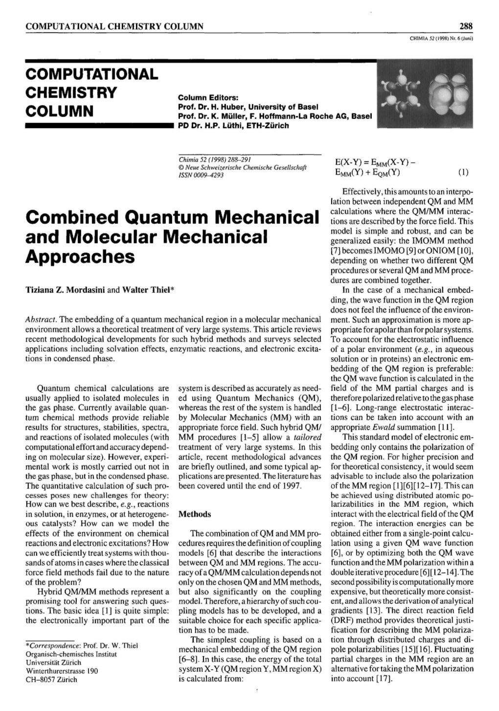 Computational Chemistry Column 291