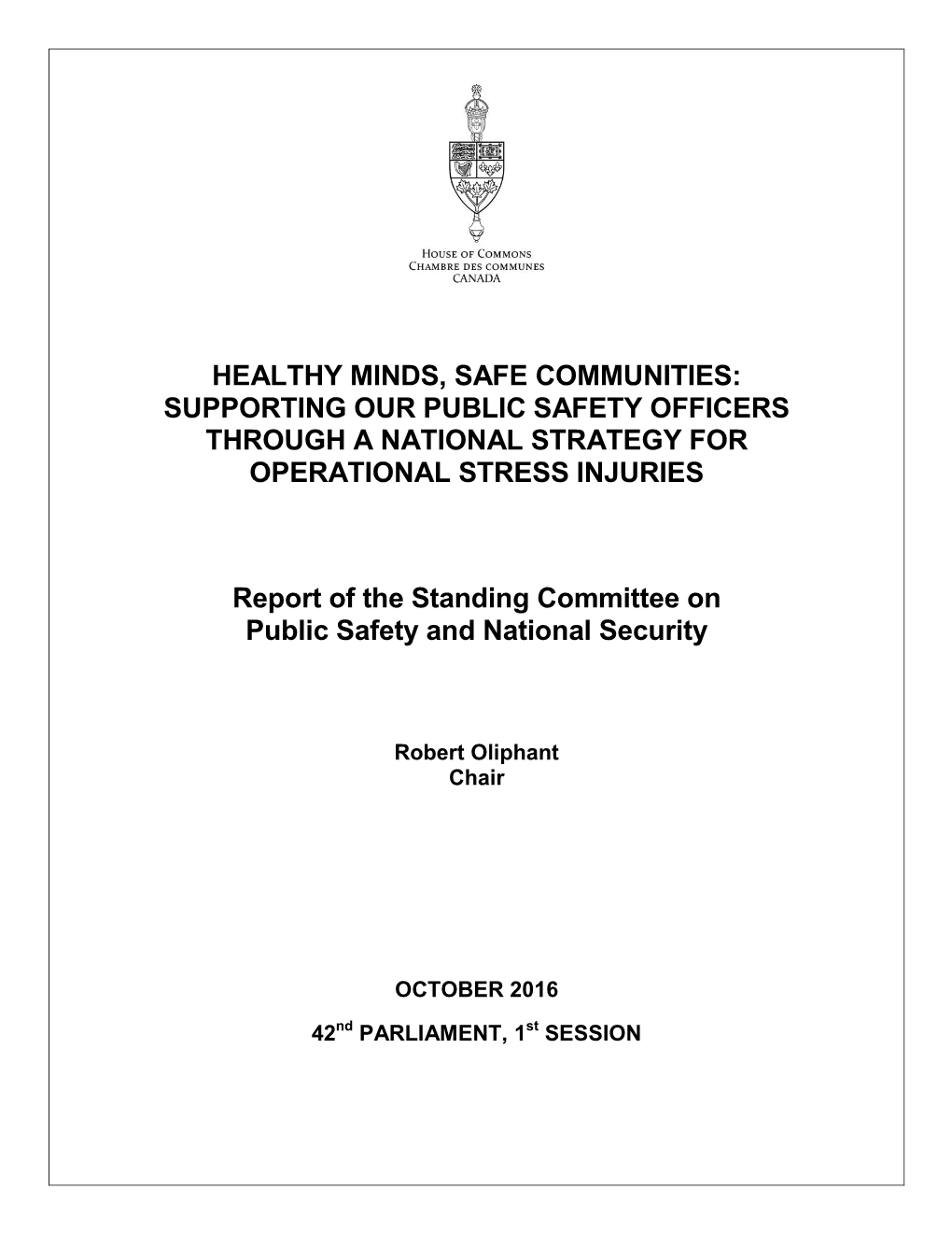 Report of the Standing Committee on Public Safety and National Security