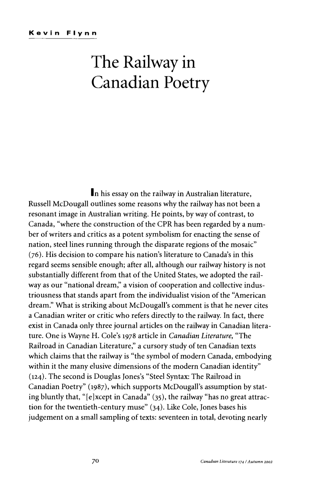 The Railway in Canadian Poetry