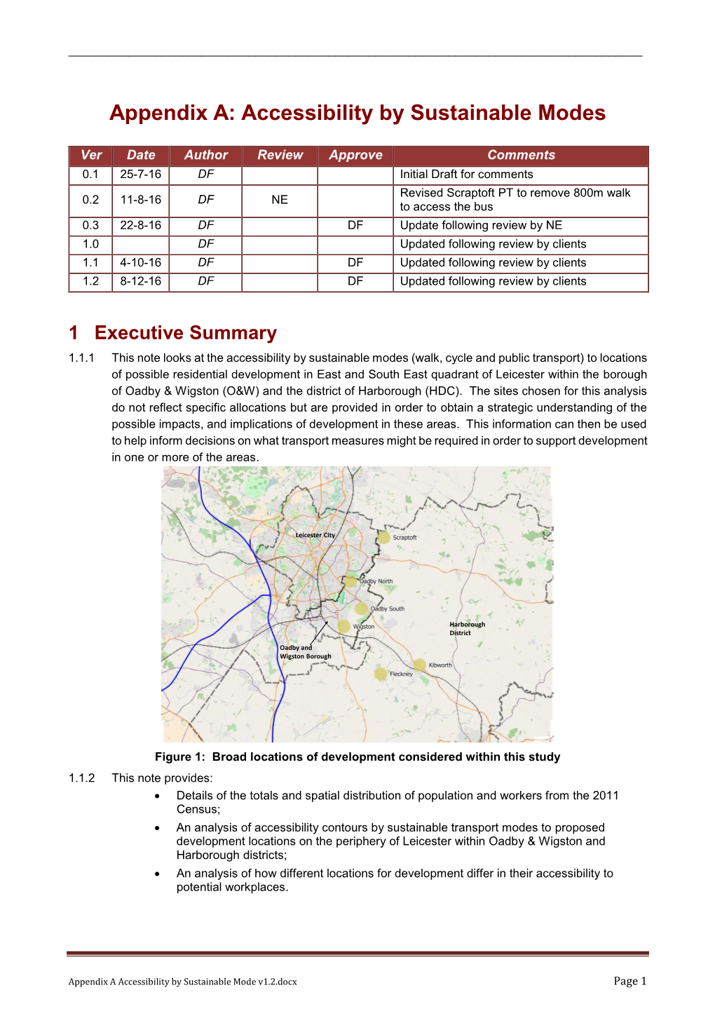 South East Leicestershire Transport Study Phase 1 Appendix A