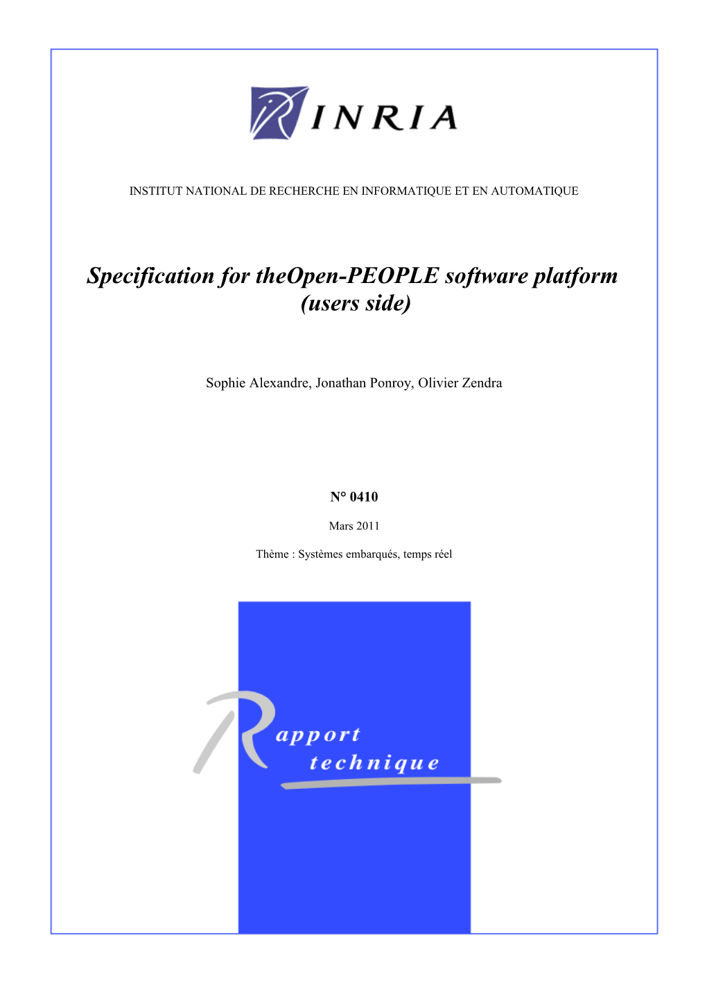 Specification for the Open-PEOPLE Software Platform (Users Side)