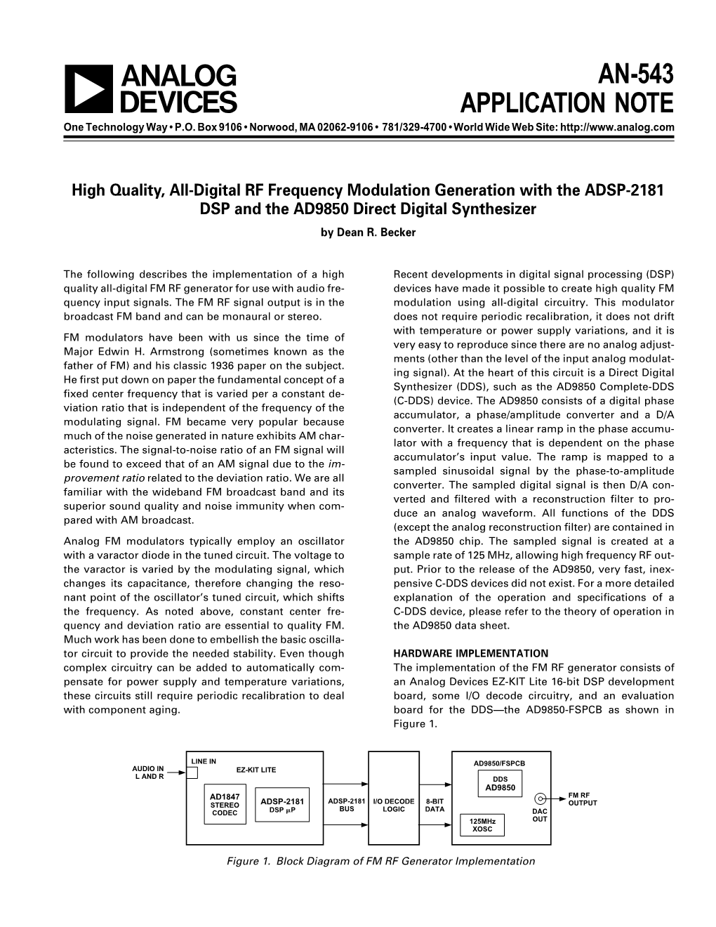 AN-543: High Quality, All-Digital RF Frequency Modulation Generation