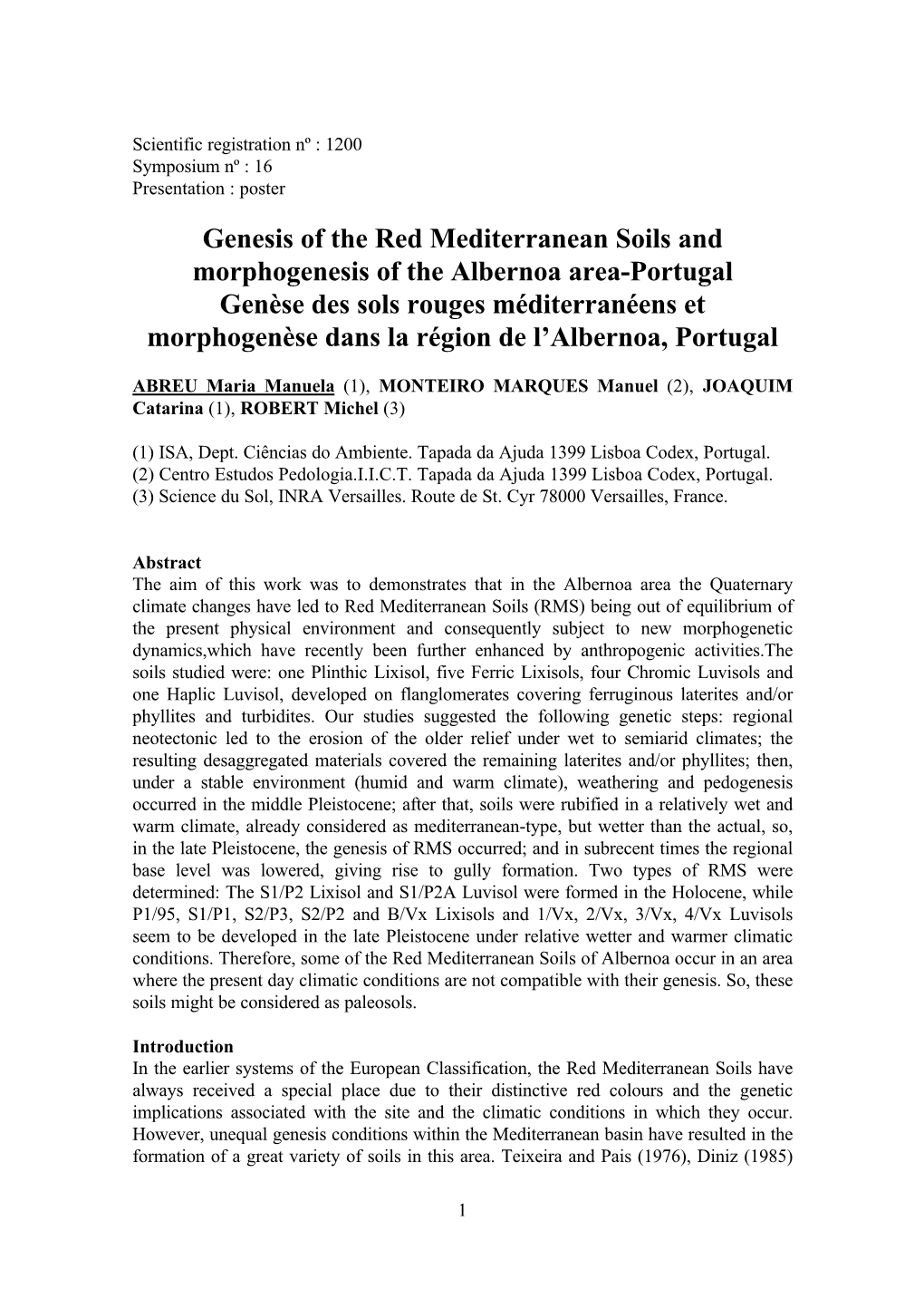 Genesis of the Red Mediterranean Soils and Morphogenesis of The