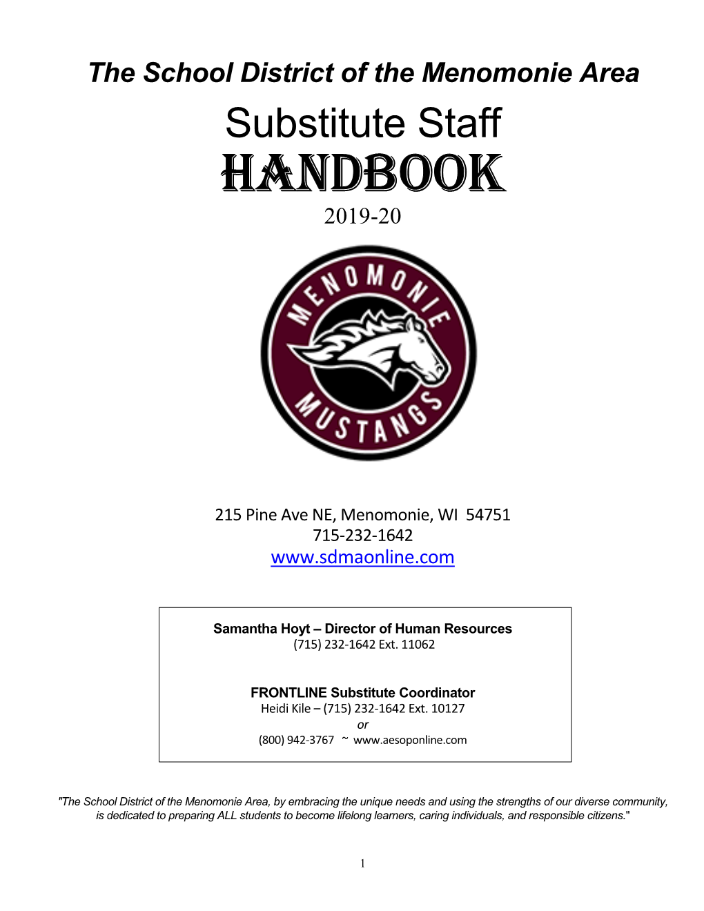 Substitute Staff HANDBOOK 2019-20