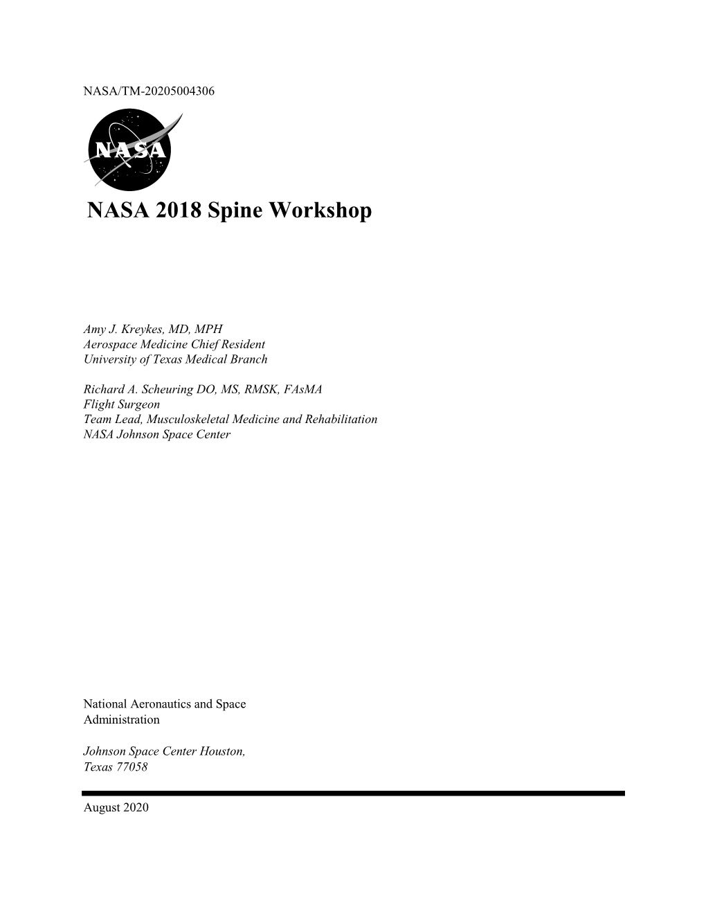 NASA 2018 Spine Workshop