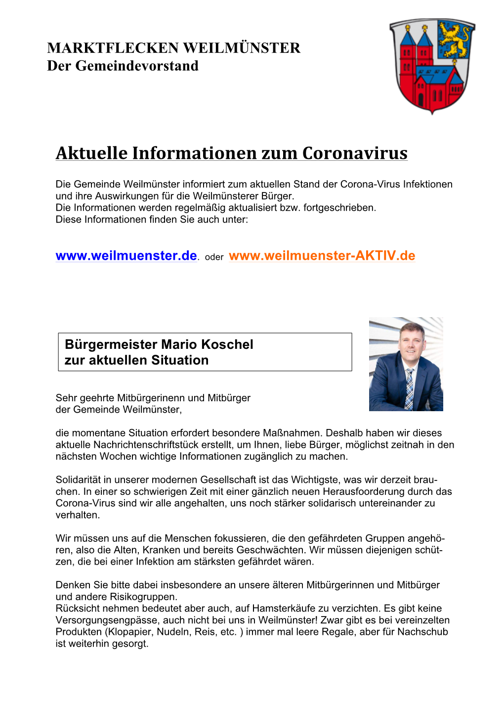 Aktuelle Informationen Zum Coronavirus