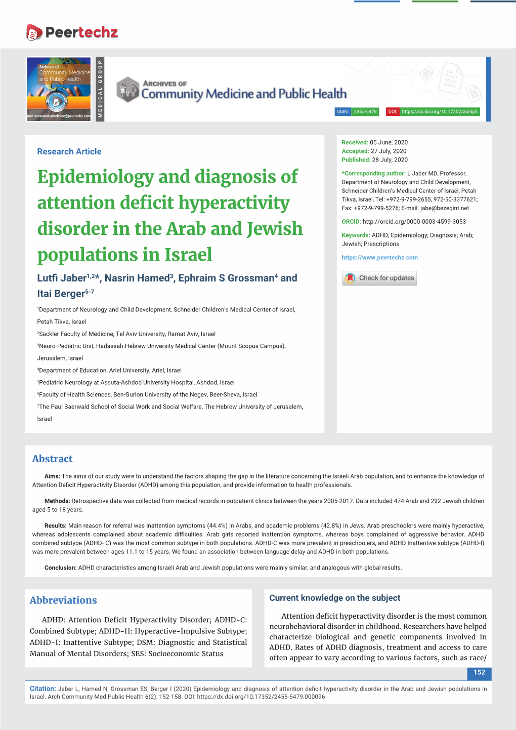 Epidemiology and Diagnosis of Attention Deficit Hyperactivity