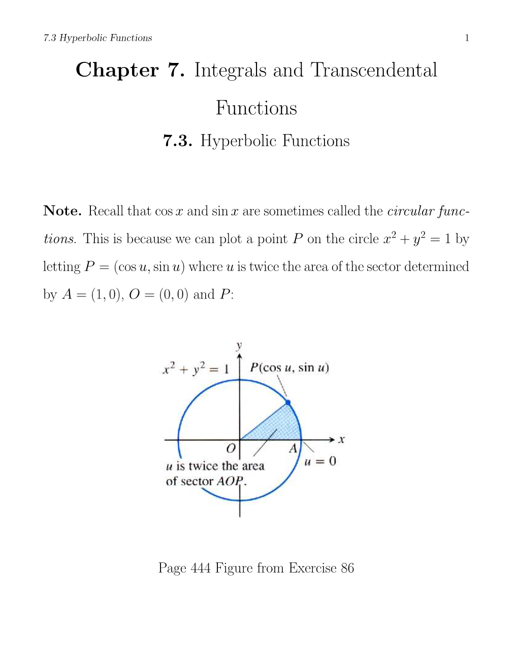 7.3. Hyperbolic Functions