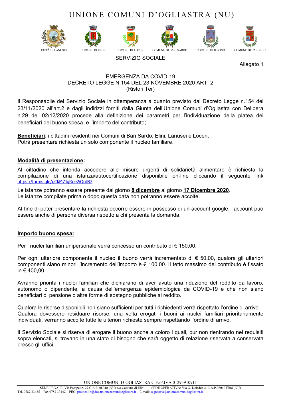 Unione Comuni D'ogliastra (Nu)