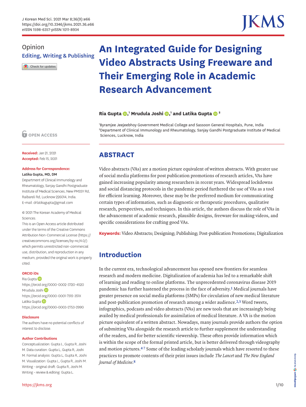 An Integrated Guide for Designing Video Abstracts Using Freeware