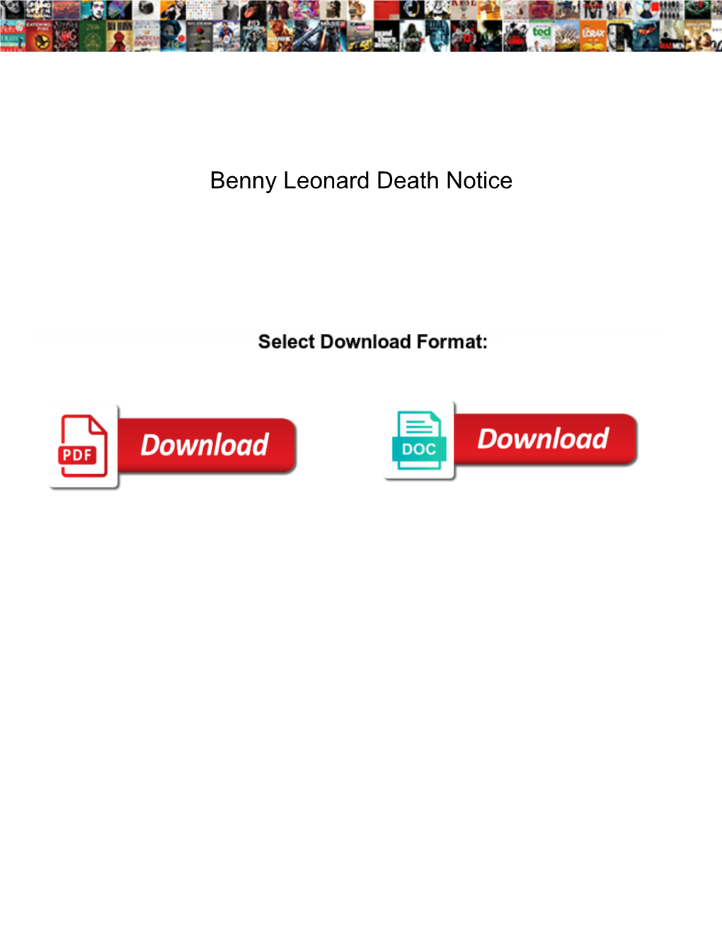 Benny Leonard Death Notice