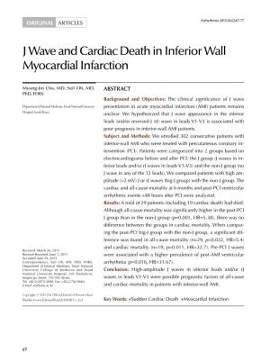 J Wave and Cardiac Death in Inferior Wall Myocardial Infarction