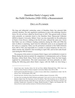 Hamilton Harty's Legacy with the Hallé Orchestra