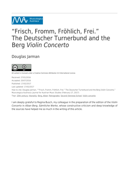 The Deutscher Turnerbund and the Berg Violin Concerto