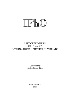 45Th International Physics Olympiads
