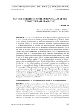 Glacier Variations in the European Alps at the End of the Last Glaciation
