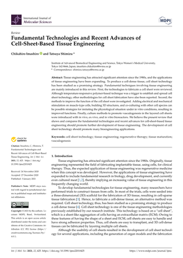 Fundamental Technologies and Recent Advances of Cell-Sheet-Based Tissue Engineering