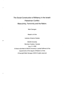 The Social Construction of Militancy in the Israeli- Palestinian Conflict