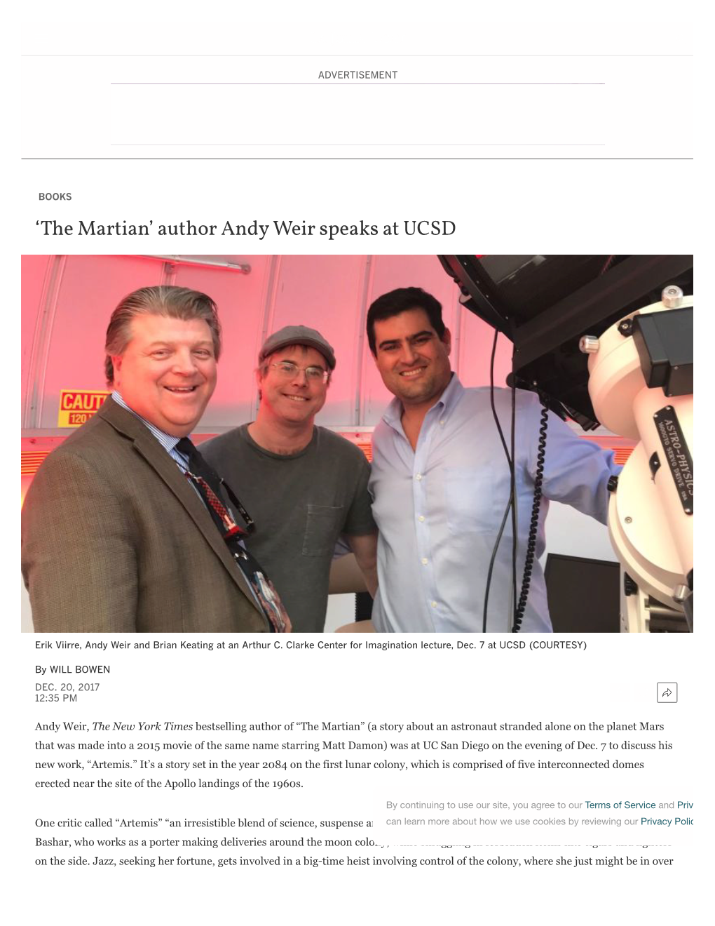 'The Martian' Author Andy Weir Speaks at UCSD