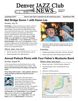 Neil Bridge Seven + with Karen Lee Annual Potluck Picnic with Your Father's Mustache Band