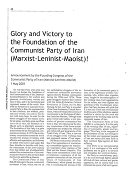 Announcement of the Founding of the Communist Party of Iran (MLM)