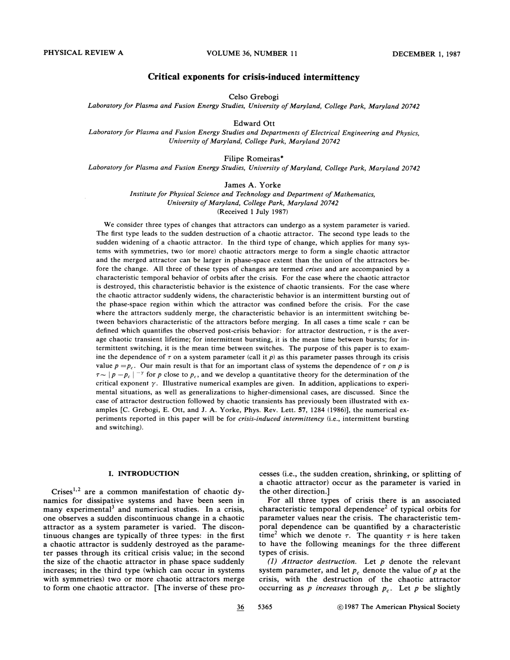 Critical Exponents for Crisis-Induced Intermittency