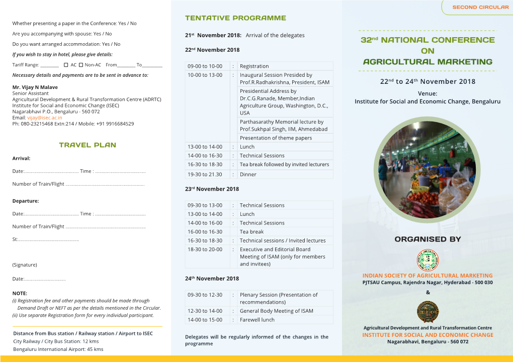 32Nd NATIONAL CONFERENCE on AGRICULTURAL MARKETING (ISEC), Professor V.K.R.V