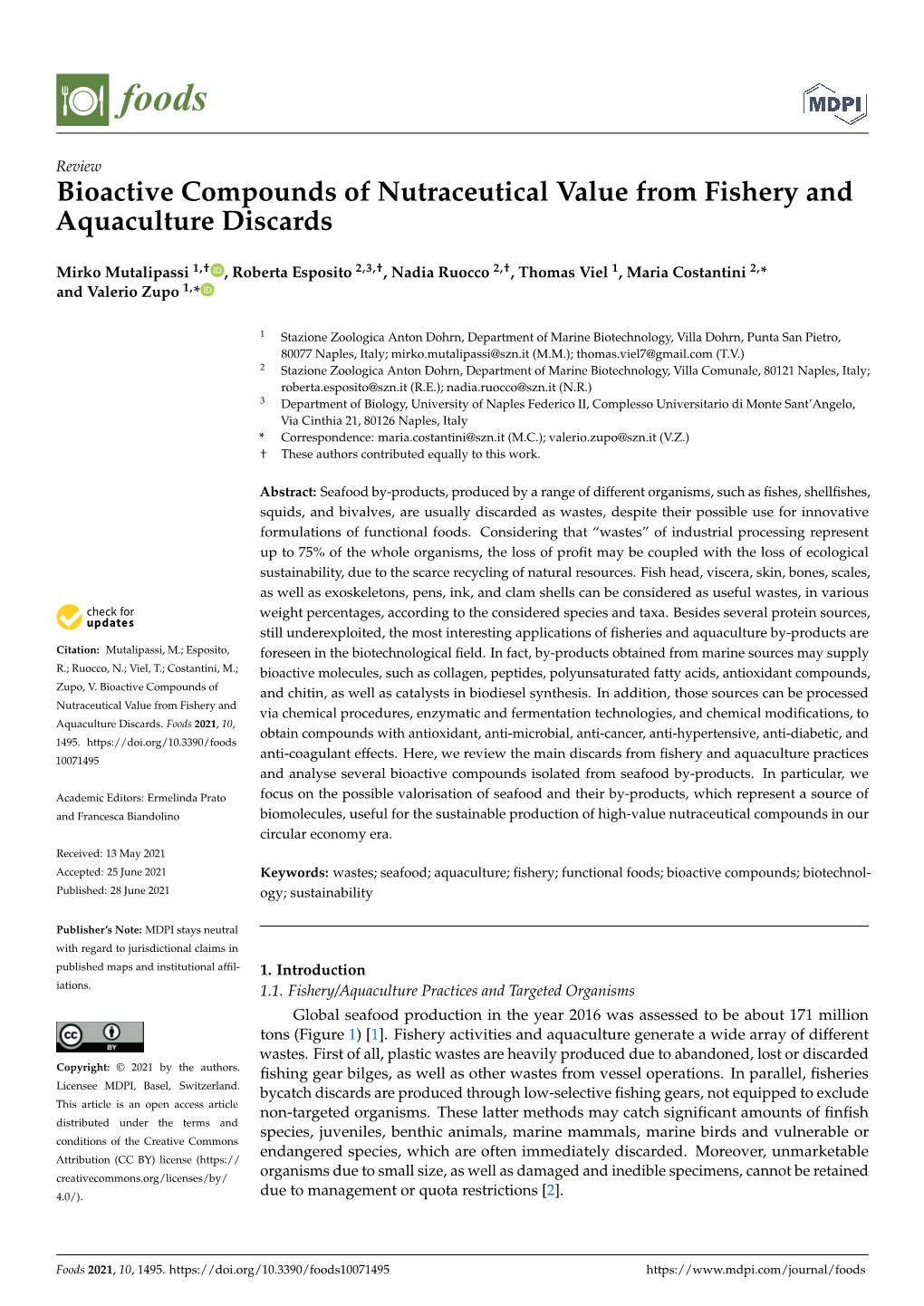 Bioactive Compounds of Nutraceutical Value from Fishery and Aquaculture Discards