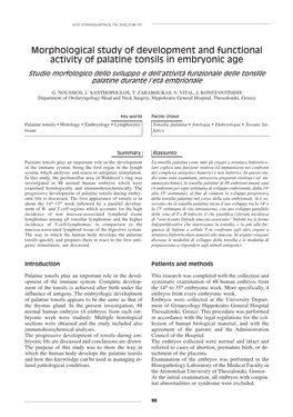 Morphological Study of Development and Functional Activity of Palatine