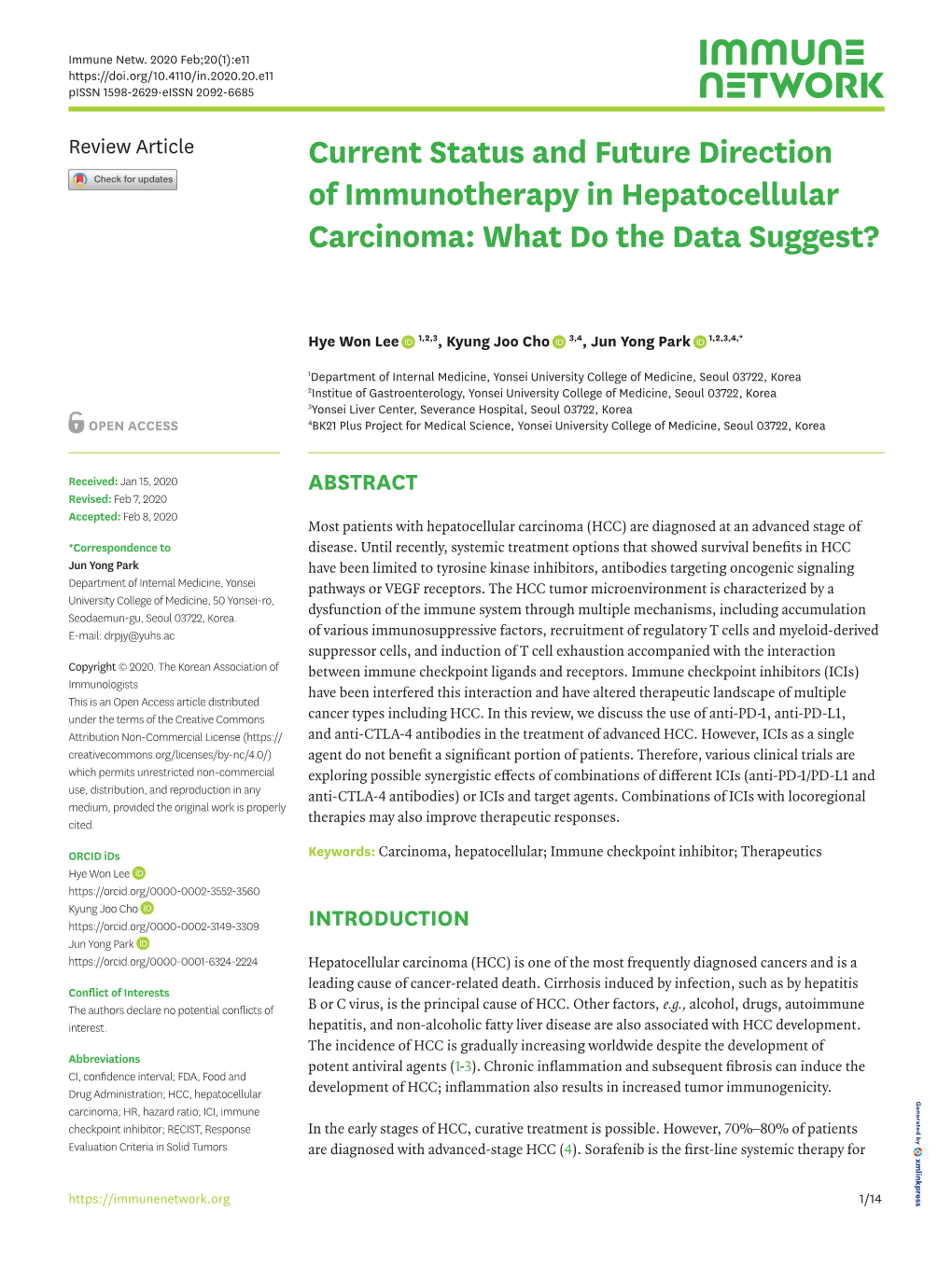 Current Status And Future Direction Of Immunotherapy In Hepatocellular