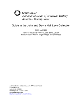 Guide to the John and Devra Hall Levy Collection