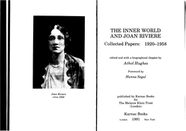 THE INI{ER WORLD and JOAN RIVIERE Collectedpapers: L920-1958