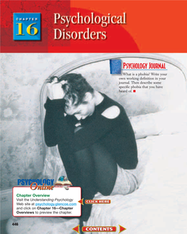 Chapter 16: Psychological Disorders