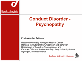 Conduct Disorder - Psychopathy