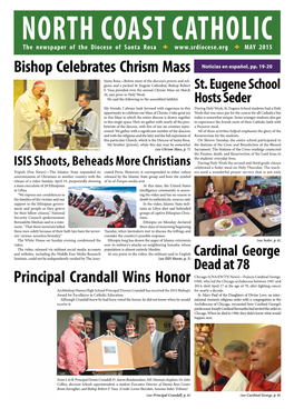 Bishop Celebrates Chrism Mass Principal Crandall Wins Honor