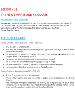 Lesson – 11 the New Empires and Kingdoms