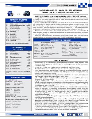 2019 Game Notes Quick Notes