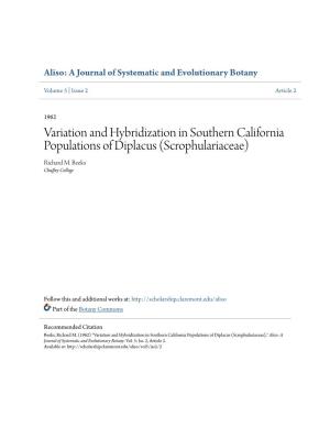 Variation and Hybridization in Southern California Populations of Diplacus (Scrophulariaceae) Richard M