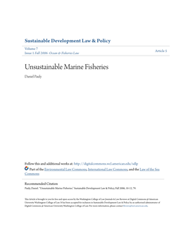 Unsustainable Marine Fisheries Daniel Pauly