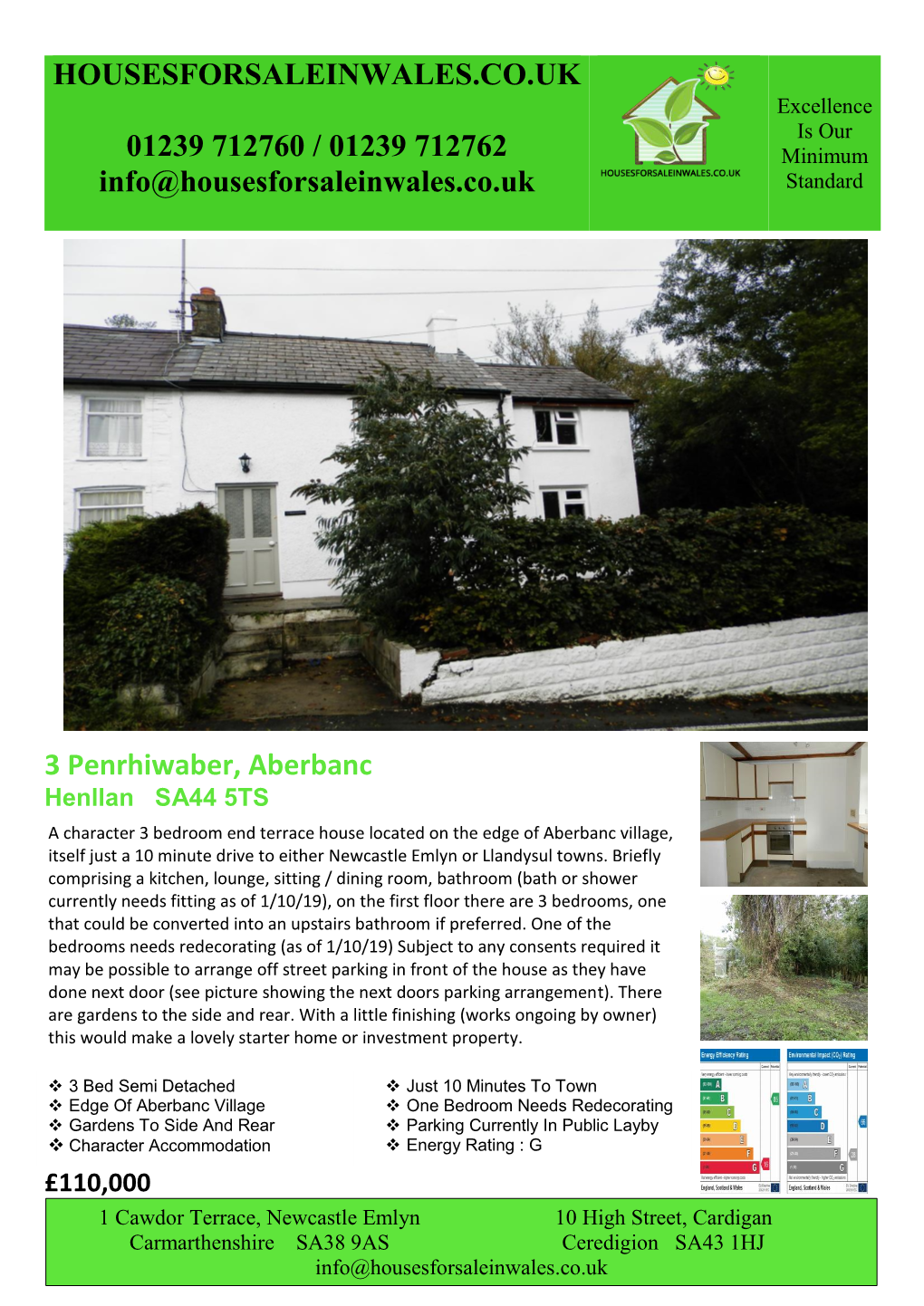 3 Penrhiwaber, Aberbanc Henllan SA44 5TS £110000