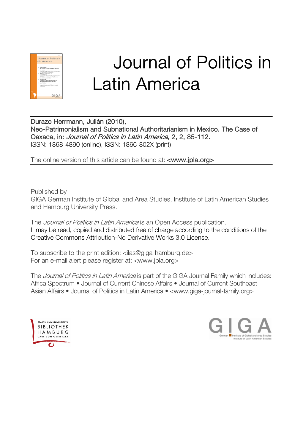 Neo-Patrimonialism and Subnational Authoritarianism in Mexico The