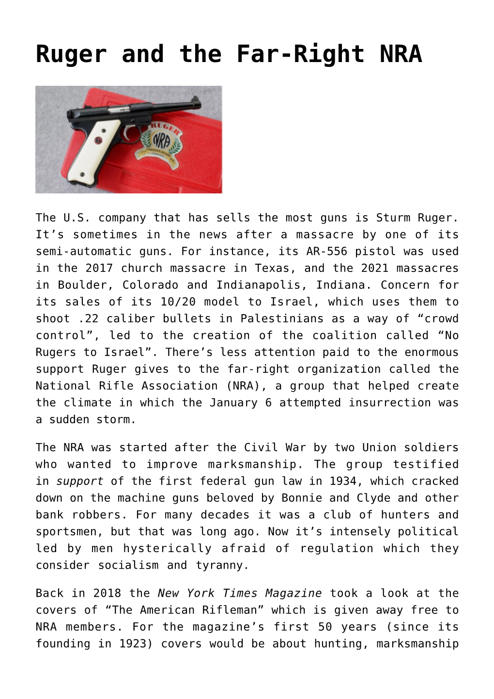 Ruger and the Far-Right NRA